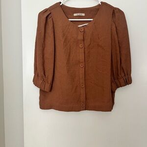 MUSINSA  Elegant Brown Button-Down Women's Shirt